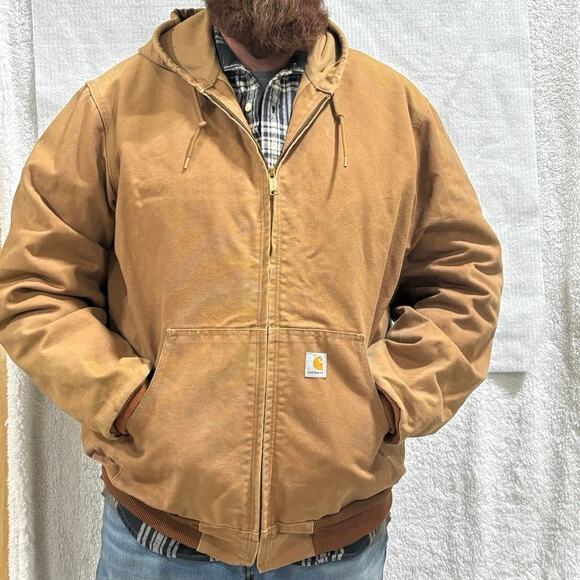 Vintage Carhartt J131 Sandstone Active Jacket union made Duck Thermal Workwear - Picture 1 of 11